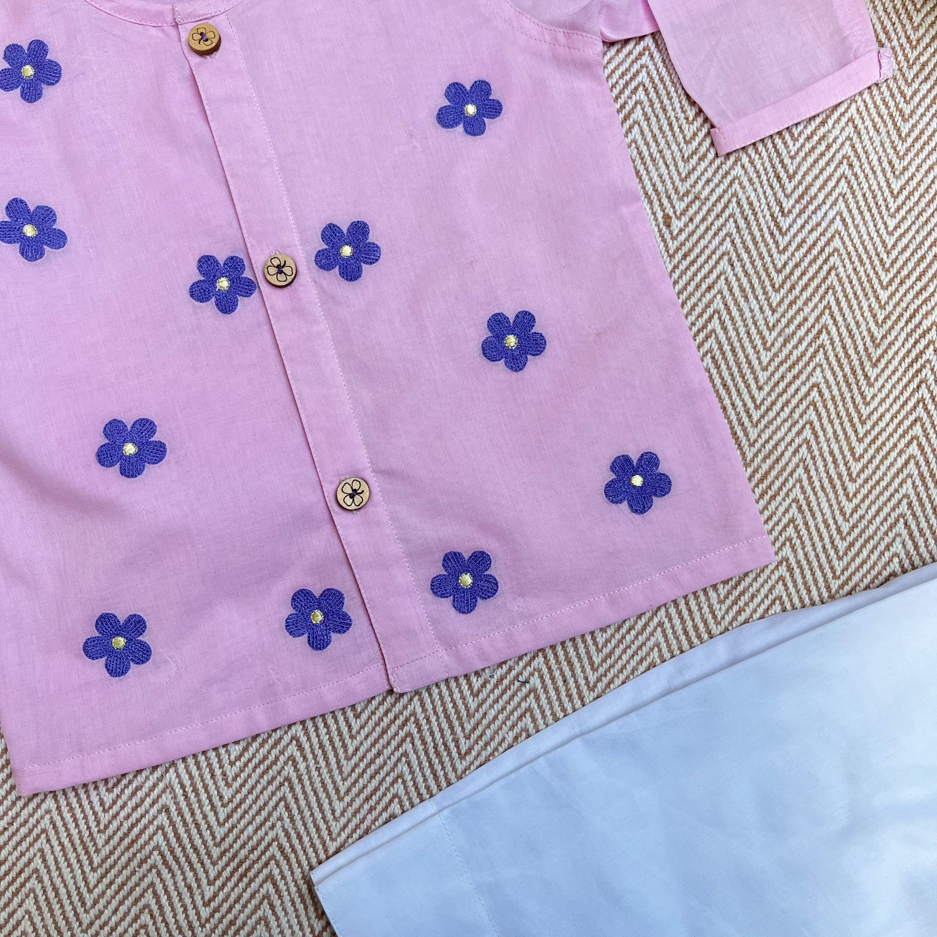 Bhaakur Organic Cotton Full Sleeves Jhabla Set - Daisy - SET - L - DAI - 0 - 3 Months