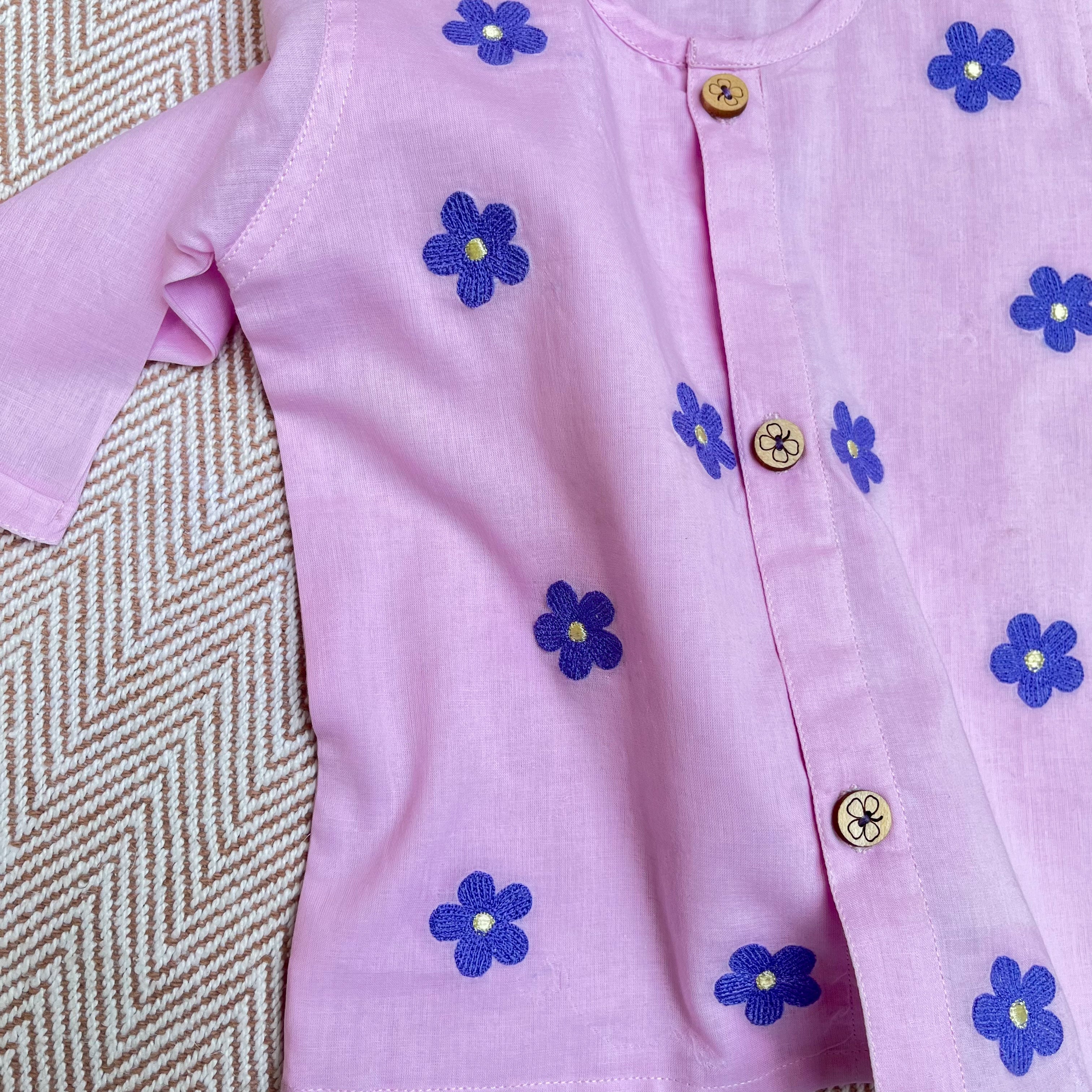 Bhaakur Organic Cotton Full Sleeves Jhabla Set - Daisy - SET - L - DAI - 0 - 3 Months