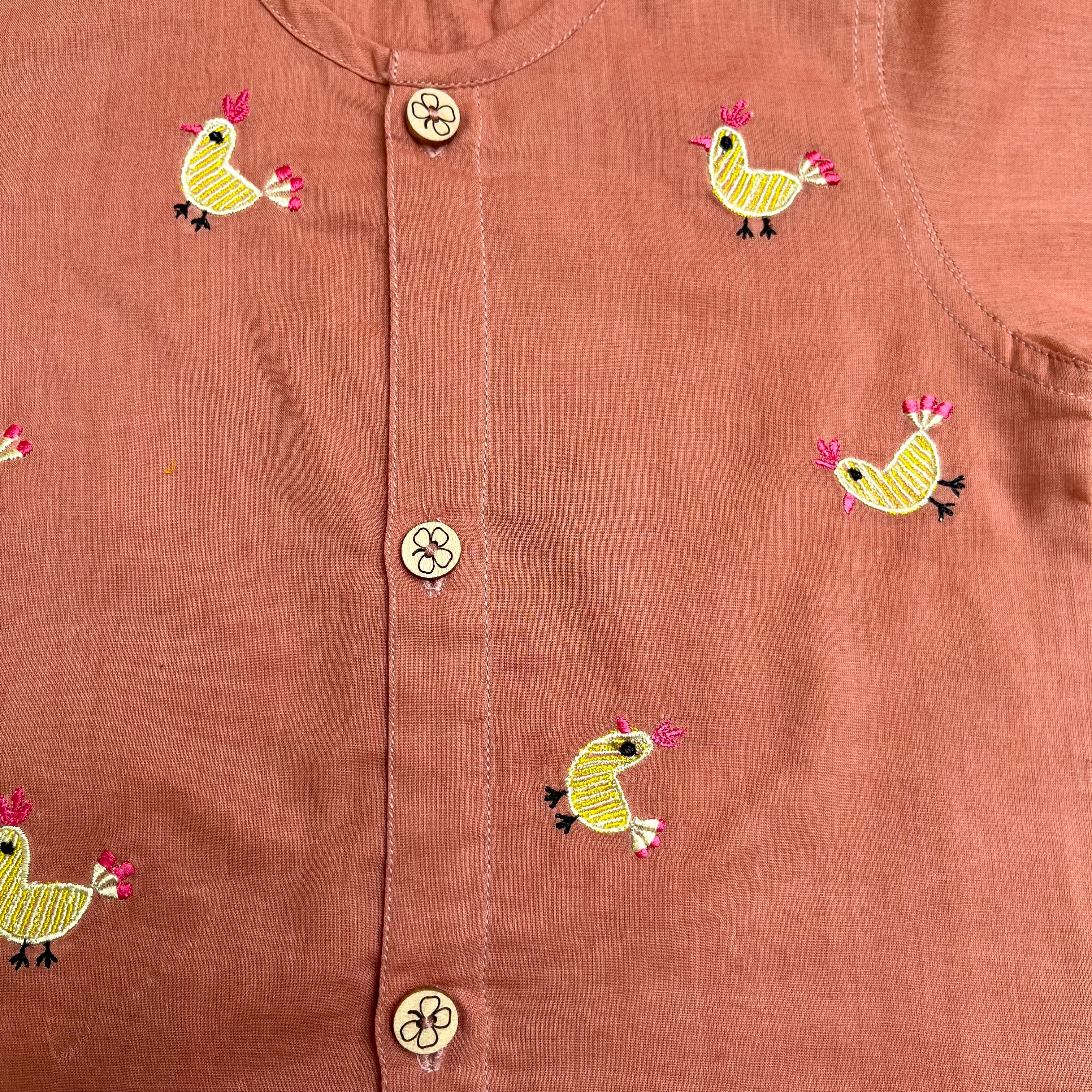 Bhaakur Organic Cotton Full Sleeves Jhabla Set - Hen - SET - B - HEN - 0 - 3 Months