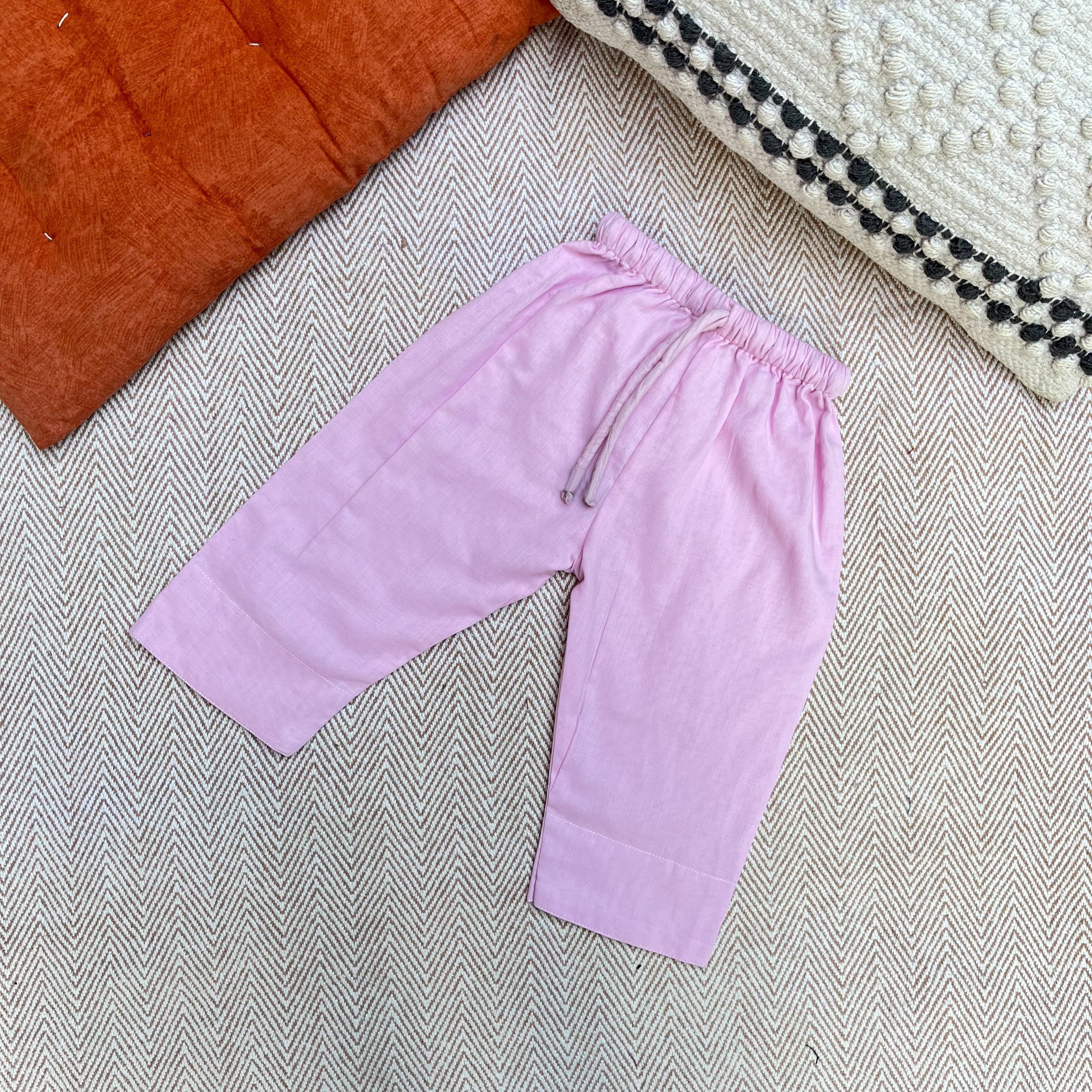 Bhaakur Organic Cotton Full Sleeves Jhabla with Two Pyjamas - Daisy - JHAB - L - TW - PYJA - 0 - 3 Months