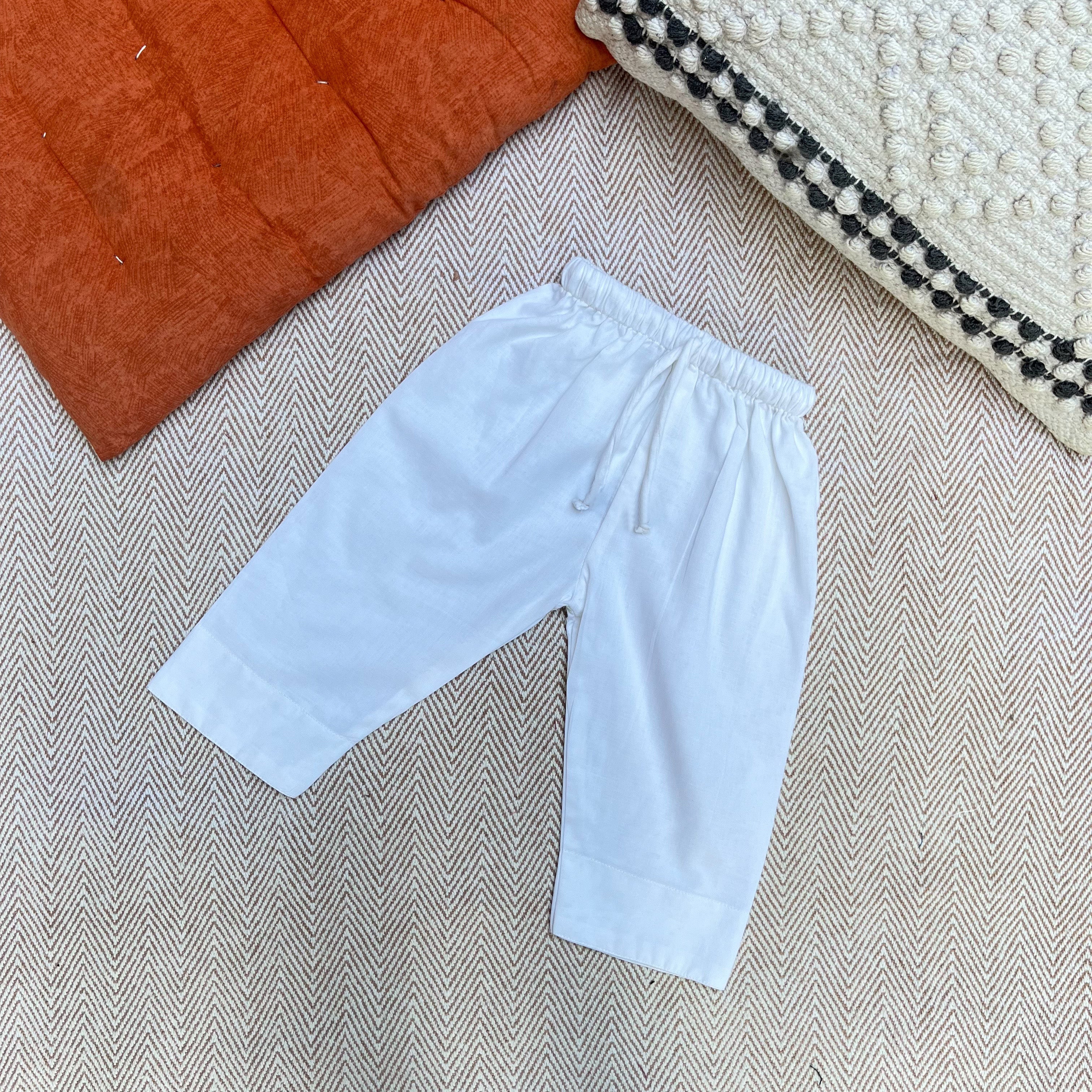 Bhaakur Organic Cotton Full Sleeves Jhabla with Two Pyjamas - Daisy - JHAB - L - TW - PYJA - 0 - 3 Months
