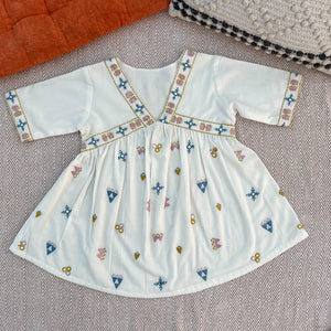 Bhaakur Organic Cotton Mirror Work Kurta Set for Girls | The Mom Store - 0-6Months Kurta Pyjama Set