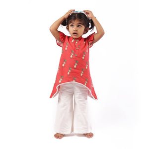 Bhaakur Organic Cotton Monkey Kurta Set for Girls | The Mom Store - 0-6Months Kurta Pyjama Set