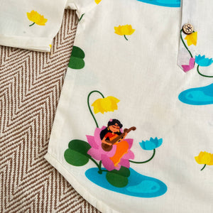 Bhaakur Organic Cotton Unisex Goddess Saraswati Kurta Set | The Mom Store - 0-6Months Kurta Pyjama Set