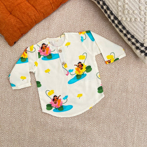 Bhaakur Organic Cotton Unisex Goddess Saraswati Kurta Set | The Mom Store - 0-6Months Kurta Pyjama Set