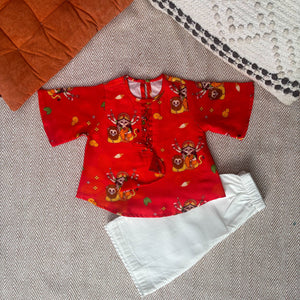 Bhaakur Organic Cotton Unisex kurta Set | The Mom Store - 0-6Months Kurta Pyjama Set