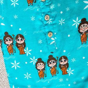 Bhaakur Organic Cotton Unisex 'Lord Ram' Kurta Set | The Mom Store - 0-6Months Kurta Pyjama Set