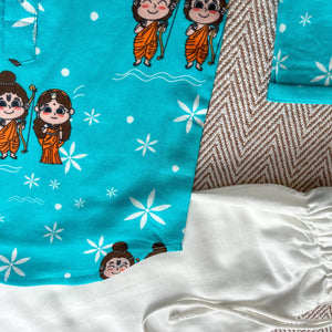 Bhaakur Organic Cotton Unisex 'Lord Ram' Kurta Set | The Mom Store - 0-6Months Kurta Pyjama Set