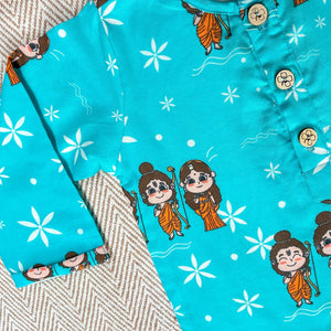 Bhaakur Organic Cotton Unisex 'Lord Ram' Kurta Set | The Mom Store - 0-6Months Kurta Pyjama Set