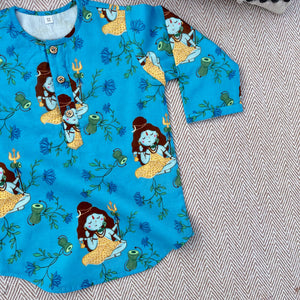 Bhaakur Organic Cotton Unisex Lord Shiva Kurta Set | The Mom Store - 0-6Months Kurta Pyjama Set
