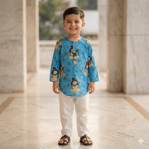 Bhaakur Organic Cotton Unisex Lord Shiva Kurta Set | The Mom Store - 0-6Months Kurta Pyjama Set