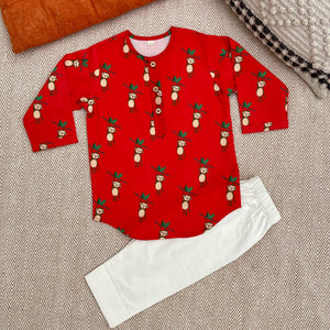 Bhaakur Organic Cotton Unisex Monkey Kurta Set | The Mom Store - 0-6Months Kurta Pyjama Set