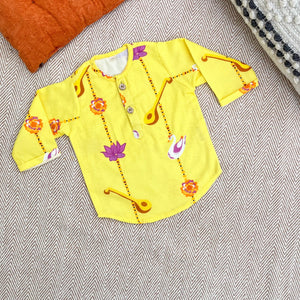 Bhaakur Organic Cotton Unisex Veena and Lotus Kurta Set | The Mom Store - 0-6Months Kurta Pyjama Set