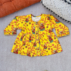 Bhaakur Organic Cotton 'Vidhya Dehi Saraswati' Kurta Set for Girls | The Mom Store - 0-6Months Kurta Pyjama Set