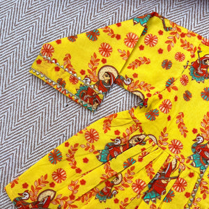 Bhaakur Organic Cotton 'Vidhya Dehi Saraswati' Kurta Set for Girls | The Mom Store - 0-6Months Kurta Pyjama Set