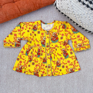 Bhaakur Organic Cotton 'Vidhya Dehi Saraswati' Kurta Set for Girls | The Mom Store - 0-6Months Kurta Pyjama Set