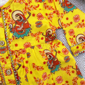 Bhaakur Organic Cotton 'Vidhya Dehi Saraswati' Kurta Set for Girls | The Mom Store - 0-6Months Kurta Pyjama Set