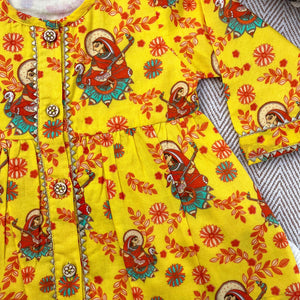 Bhaakur Organic Cotton 'Vidhya Dehi Saraswati' Kurta Set for Girls | The Mom Store - 0-6Months Kurta Pyjama Set