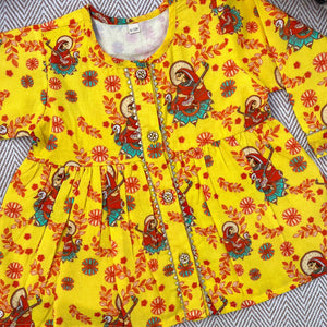Bhaakur Organic Cotton 'Vidhya Dehi Saraswati' Kurta Set for Girls | The Mom Store - 0-6Months Kurta Pyjama Set