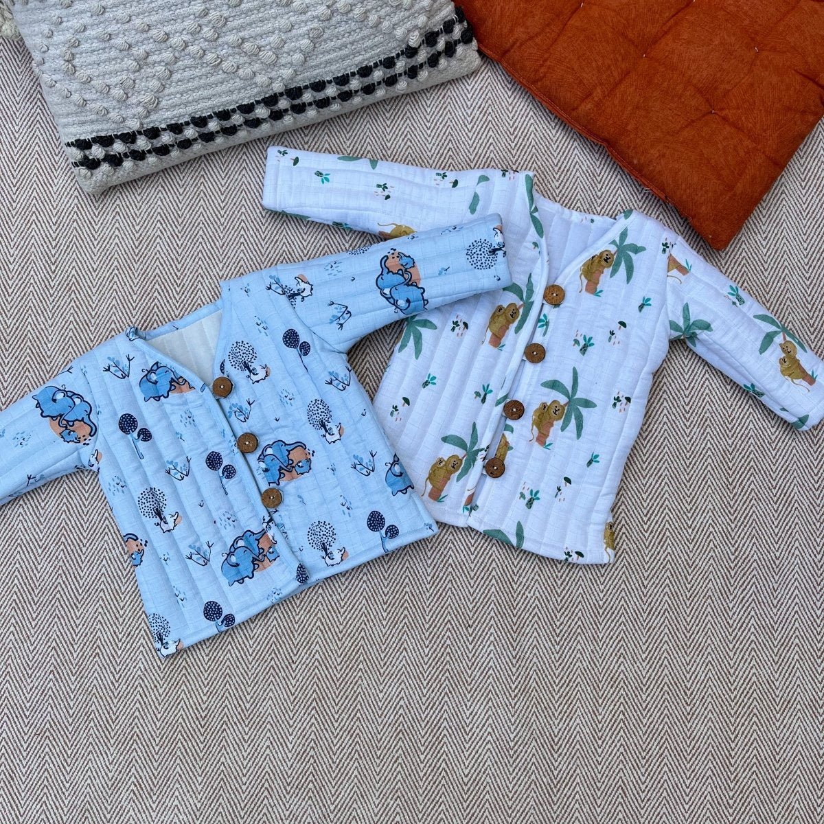Bhaakur Quilted Muslin Jackets for Kids- Set of 2 - JACKETS_EM_1
