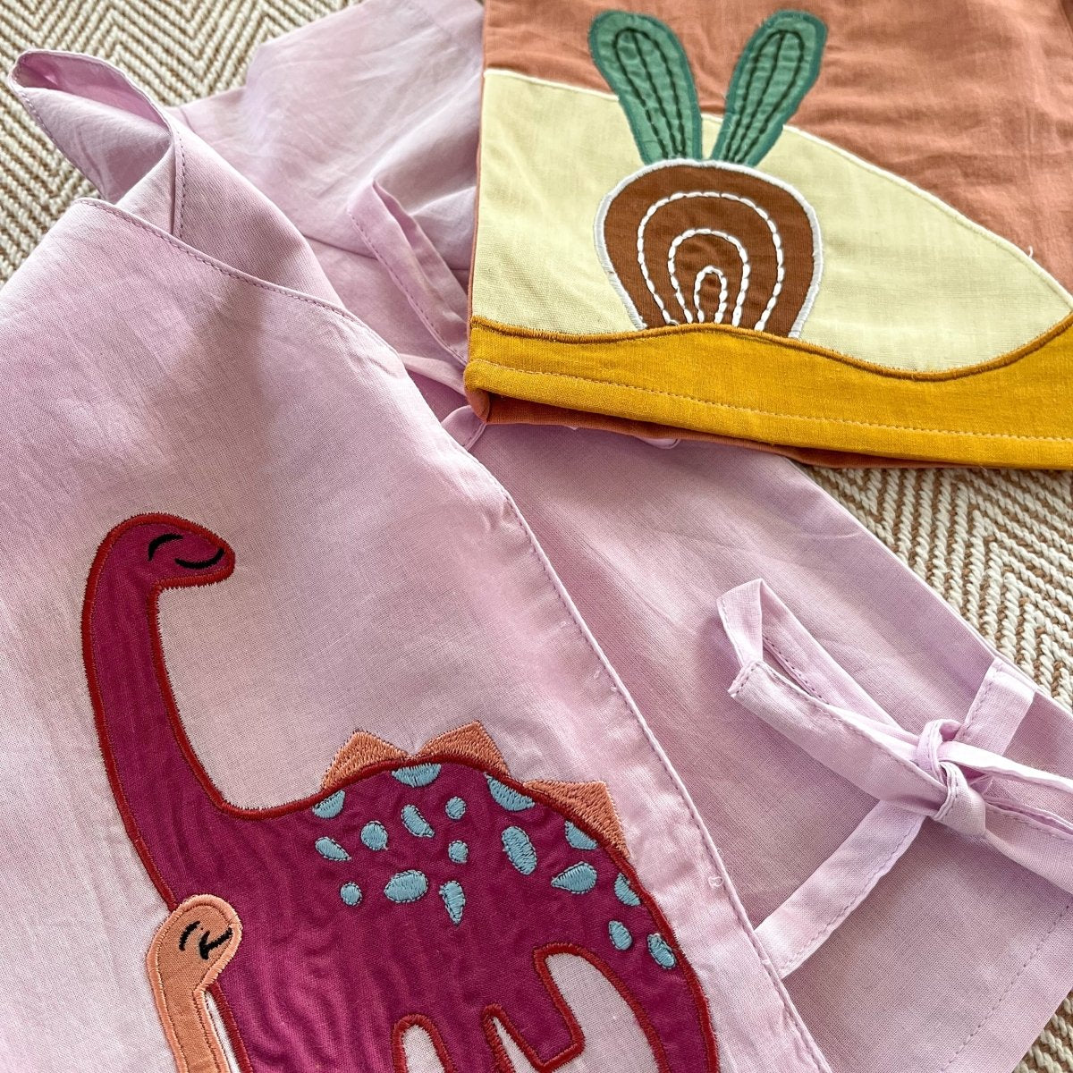 Bhaakur Set of two Voile Jhablas Dino and Beetroot - SET-LS-DI-BEET-0-3M