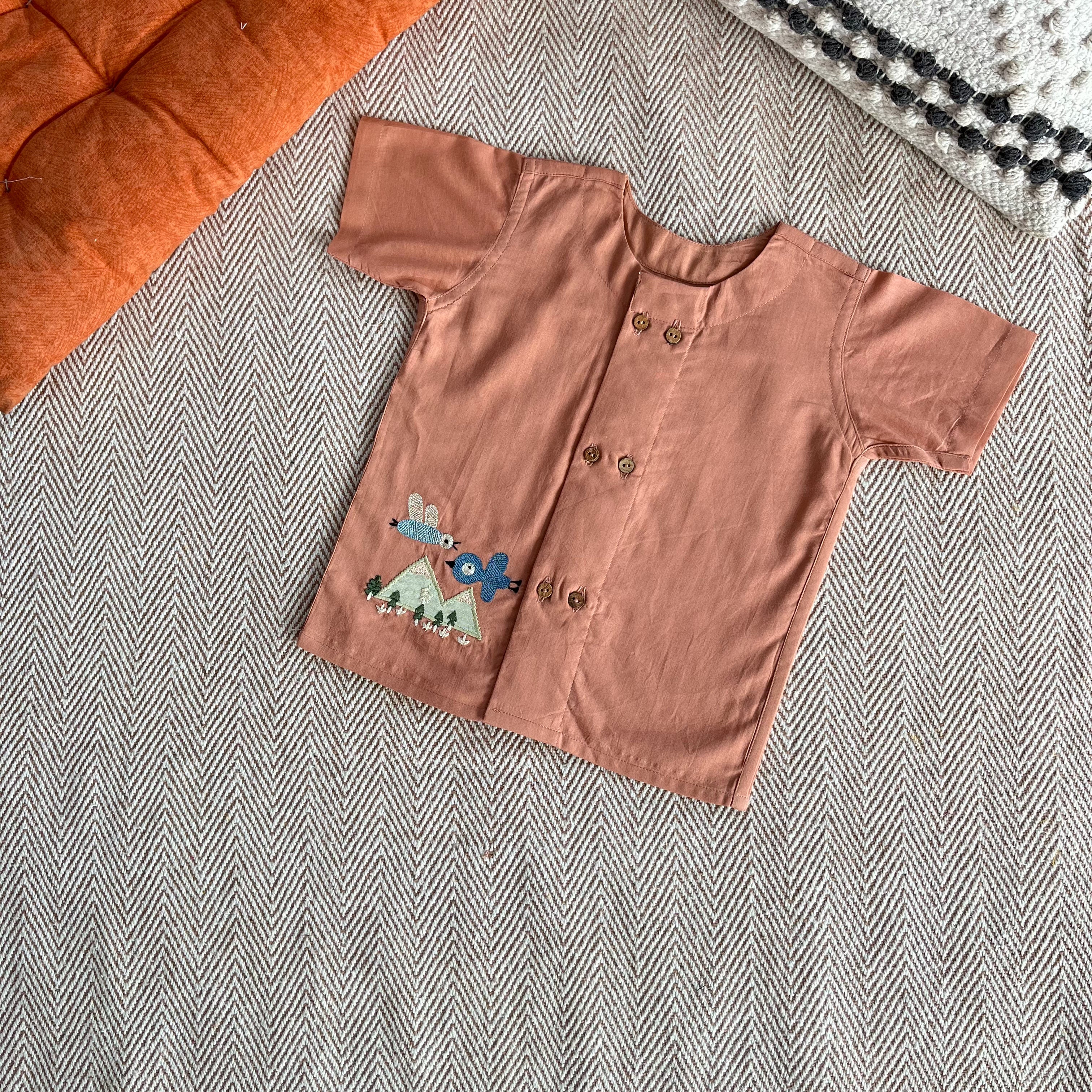 Bhaakur Set of two voile jhablas - Grasshopper and Birds in the Sky - SET - GS - GRASS - BIRD - 0 - 3M