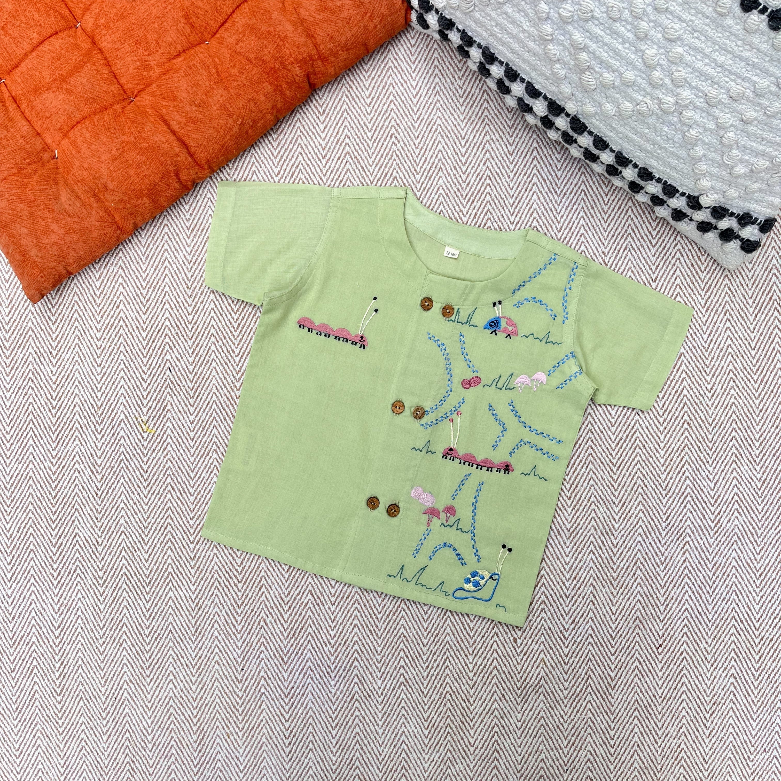 Bhaakur Set of two voile jhablas - Grasshopper and Birds in the Sky - SET - GS - GRASS - BIRD - 0 - 3M