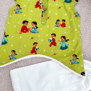 Bhaakur Threads of Love Girls Kurta Set | The Mom Store - 0-6Months Kurta Pyjama Set