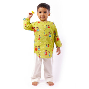 Bhaakur Threads of Love Girls Kurta Set | The Mom Store - 0-6Months Kurta Pyjama Set