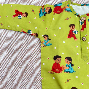 Bhaakur Threads of Love Girls Kurta Set | The Mom Store - 0-6Months Kurta Pyjama Set