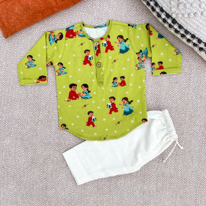 Bhaakur Threads of Love Girls Kurta Set | The Mom Store - 0-6Months Kurta Pyjama Set