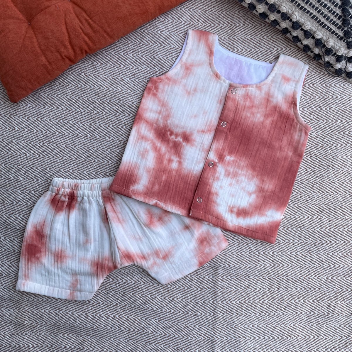 Bhaakur Tie-Dye Jhabla Set (Rust) - Tie-Dye-Rust-0-3M