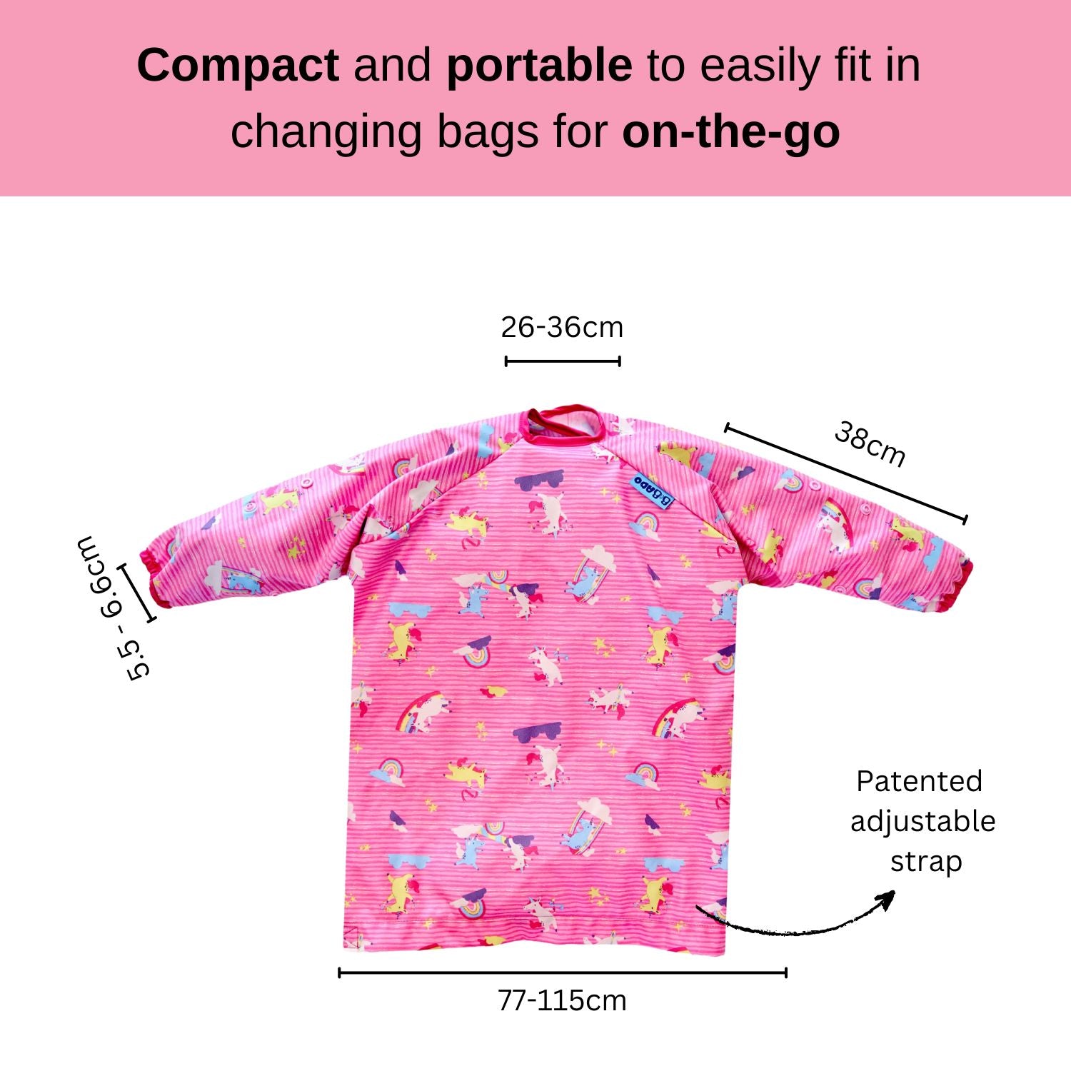 Bibado Long-Sleeve Coverall Weaning Bib Unicorns Pink