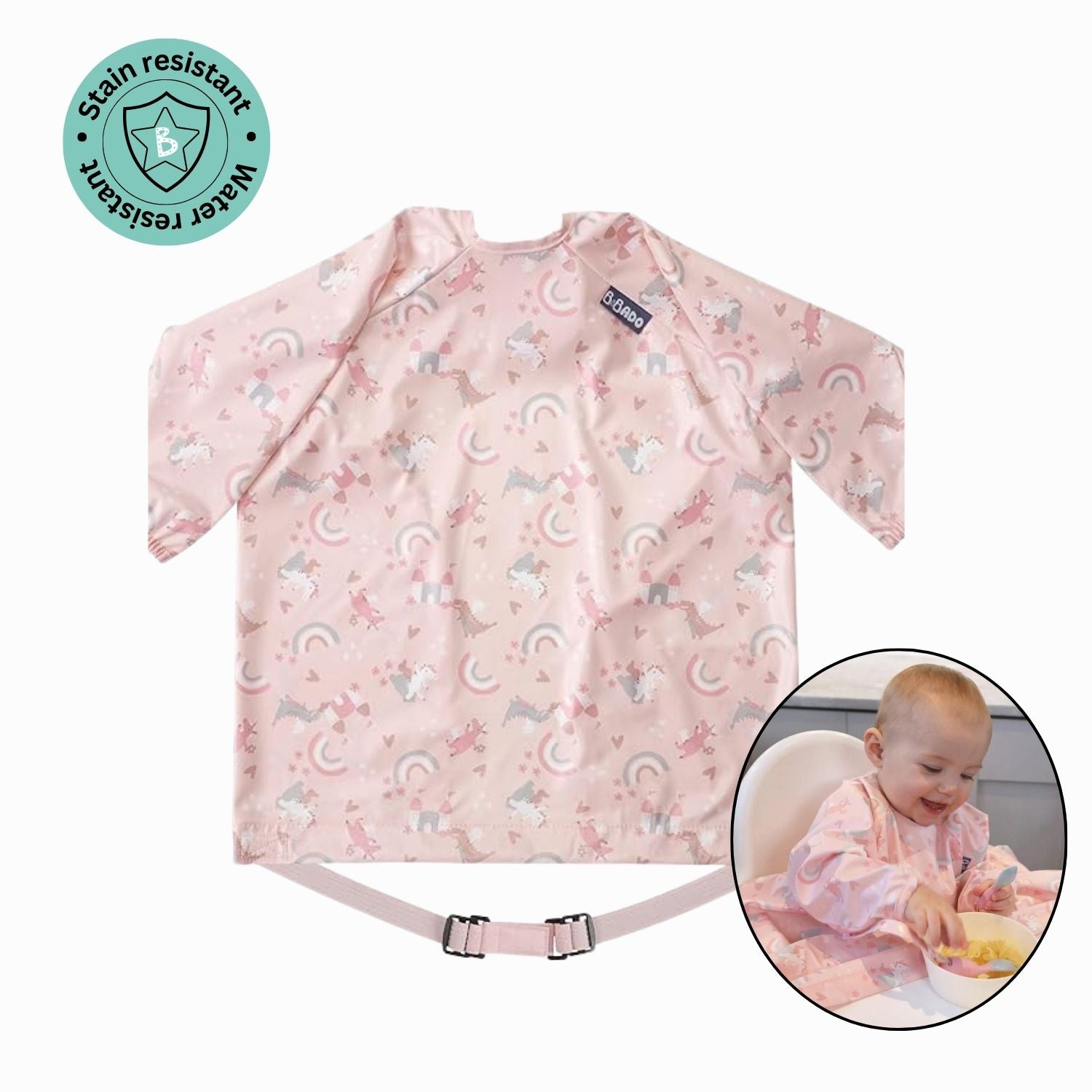 Bibado Long Sleeve Coverall Weaning Bib- Over The Rainbow