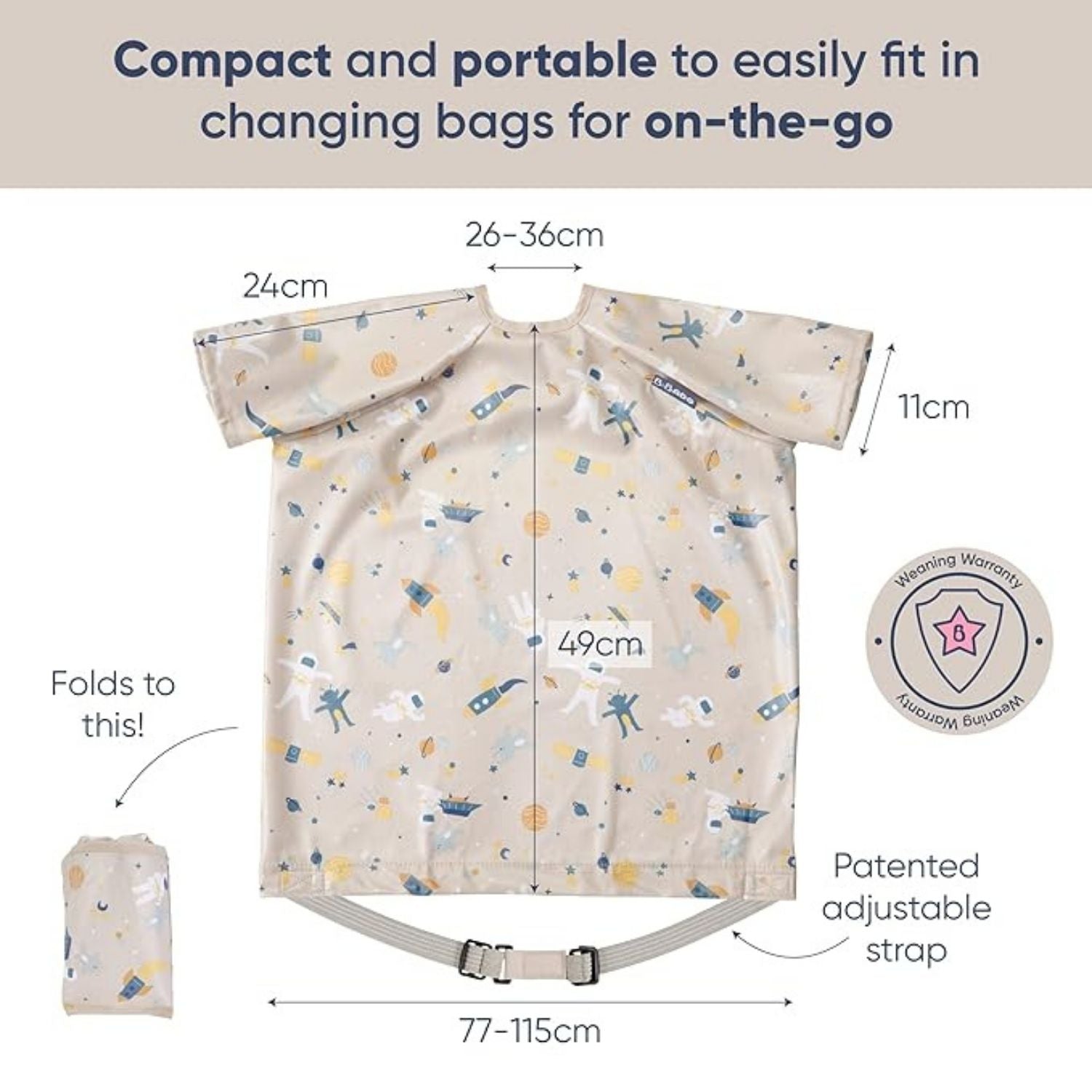 Bibado Short Sleeve Coverall Weaning Bib- Cosmic Companions