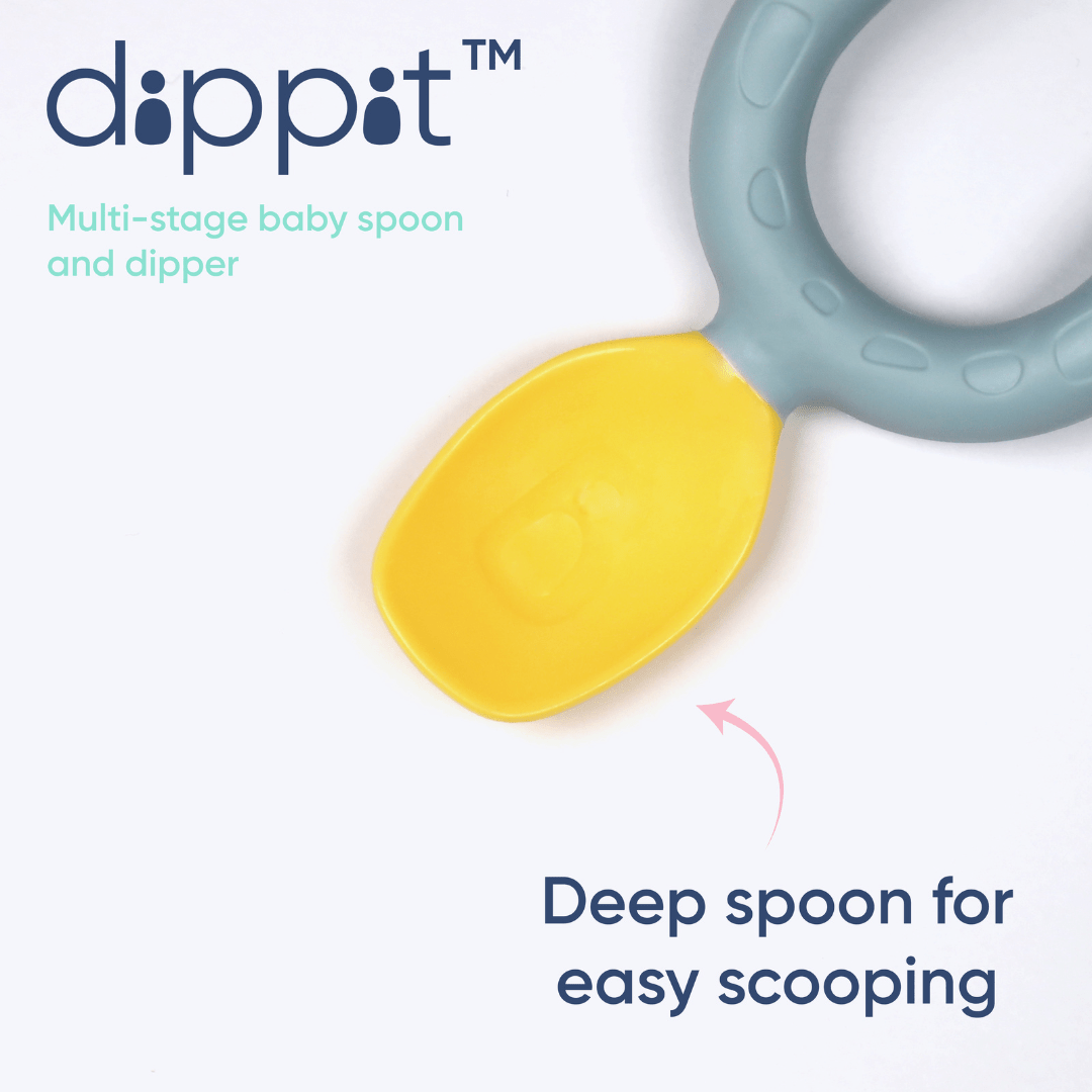 Bibado Dippit™ Multi stage Baby Weaning Spoon and Dipper Green & Grey - Pack of 2 - BIB046