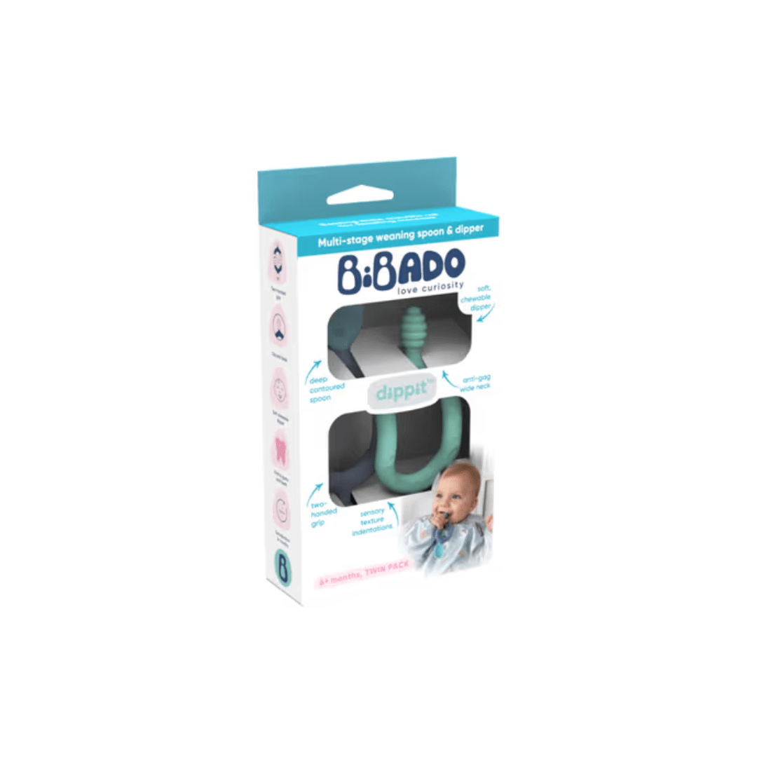 Bibado Dippit™ Multi stage Baby Weaning Spoon and Dipper Green & Grey - Pack of 2 - BIB046