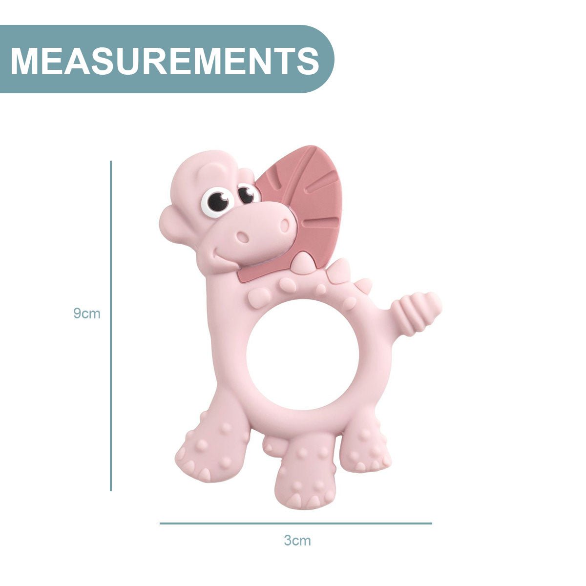 BiBaDo Dotty the Dinosaur - Silicone Multi Sensory Teether - Blush - 3m+ - BIB401