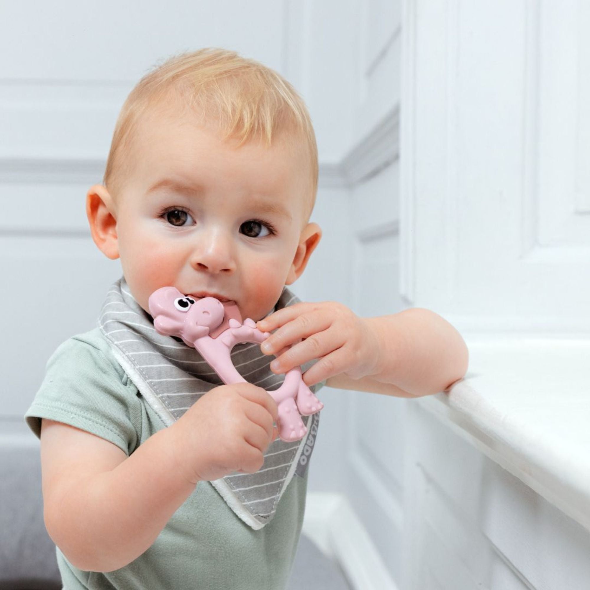 BiBaDo Dotty the Dinosaur - Silicone Multi Sensory Teether - Blush - 3m+ - BIB401