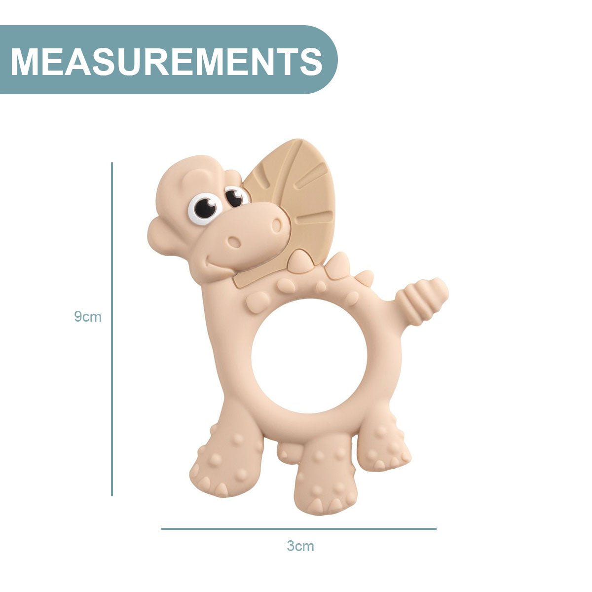 BiBaDo Dotty the Dinosaur - Silicone Multi Sensory Teether - Fawn - 3m+ - BIB402