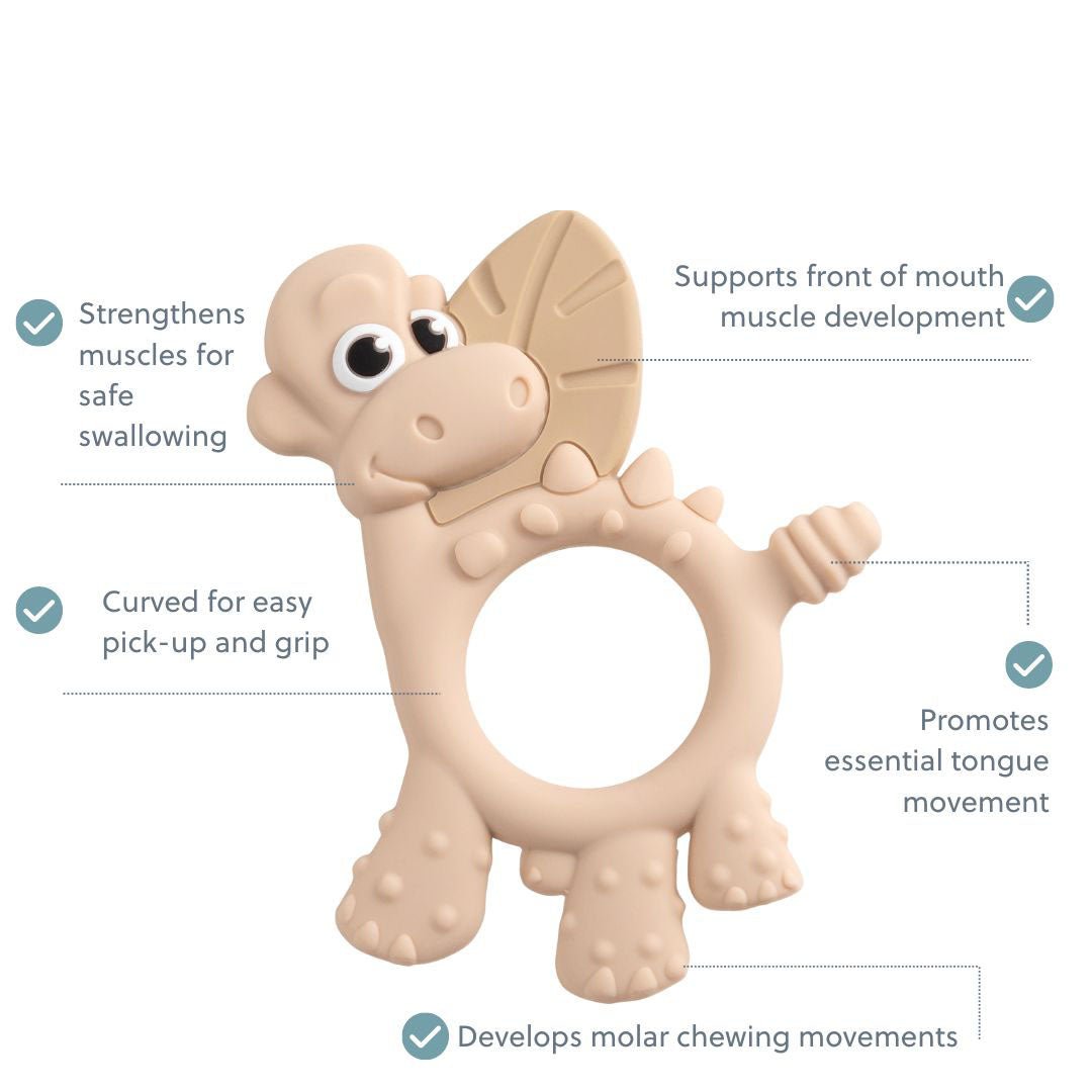 BiBaDo Dotty the Dinosaur - Silicone Multi Sensory Teether - Fawn - 3m+ - BIB402