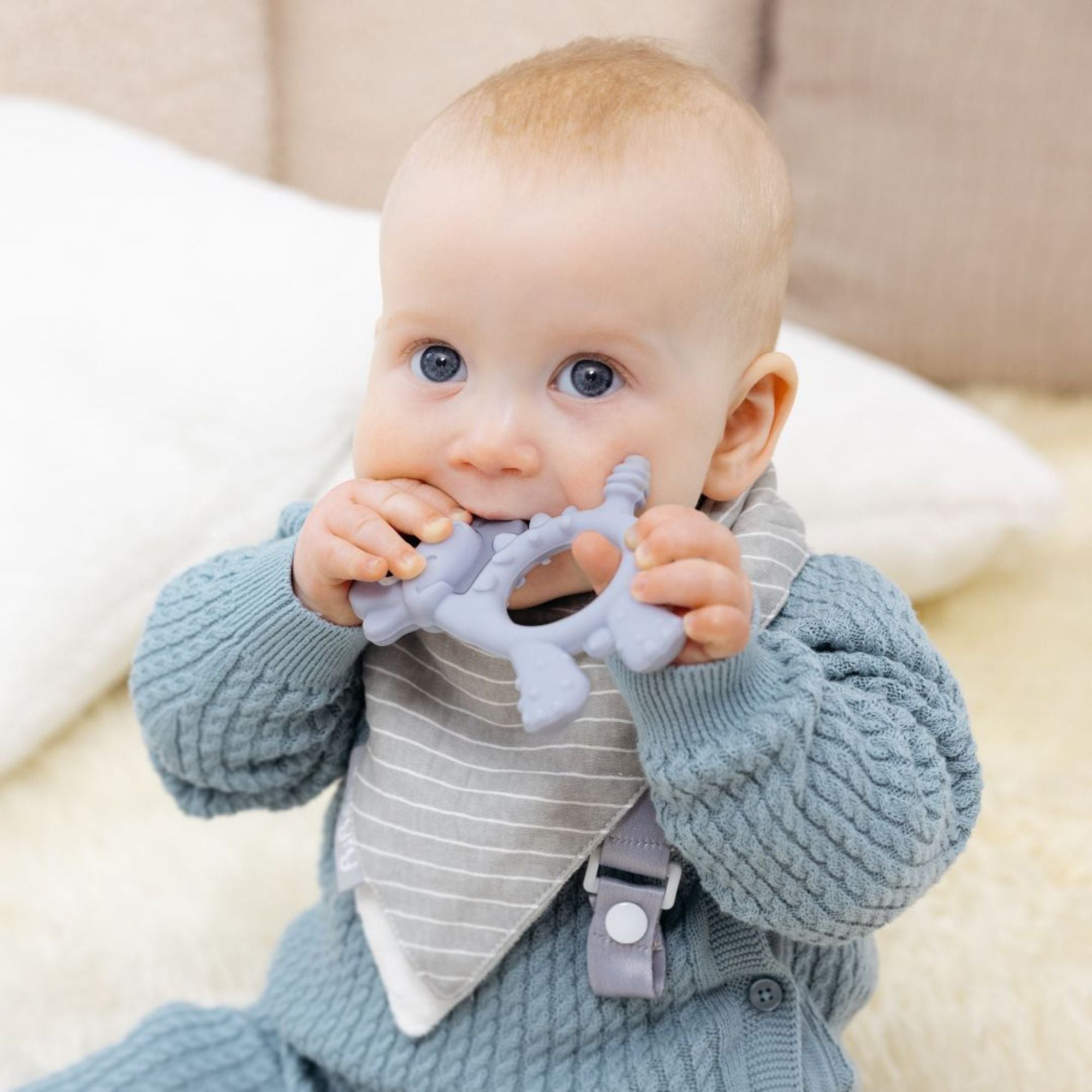 BiBaDo Dotty the Dinosaur - Silicone Multi Sensory Teether - Mist - 3m+ - BIB400