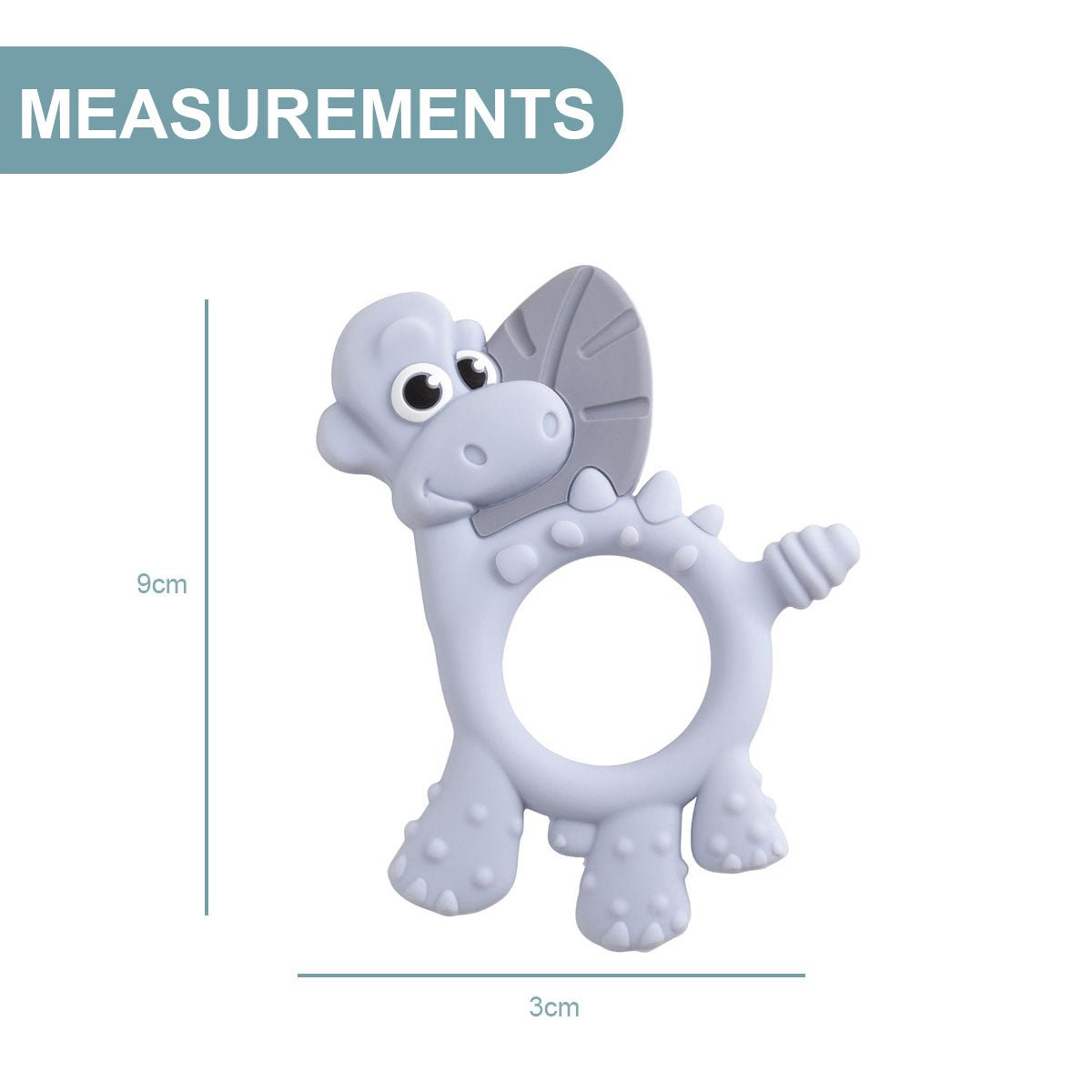 BiBaDo Dotty the Dinosaur - Silicone Multi Sensory Teether - Mist - 3m+ - BIB400