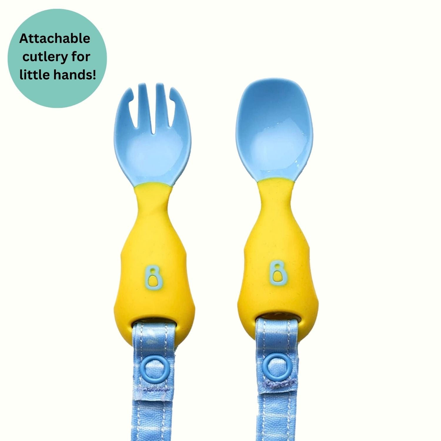 Bibado Handi Cutlery - Attachable Weaning Cutlery Set Ducklings Pool Party Blue - BIB033