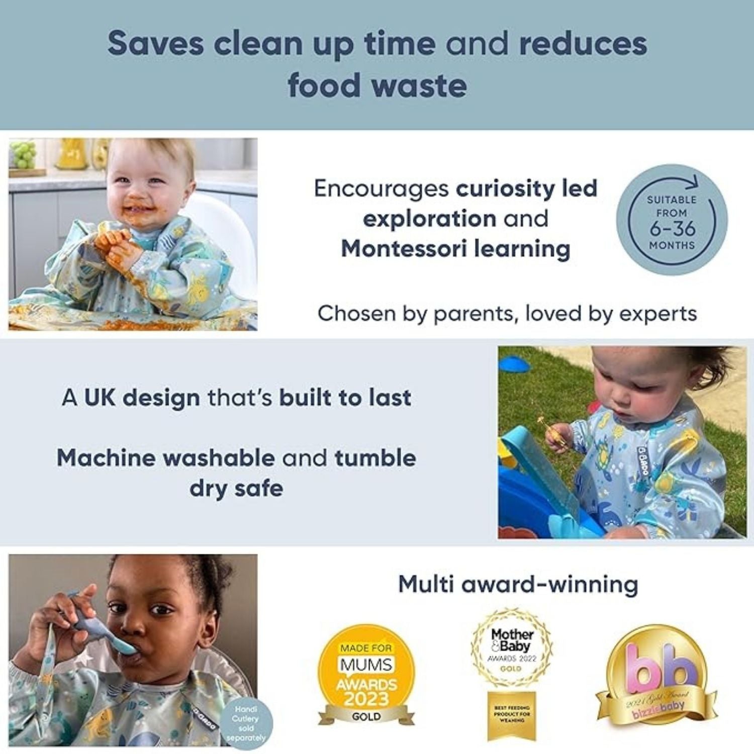 Bibado Long Sleeve Coverall Weaning Bib Astro Adventure - BIB104