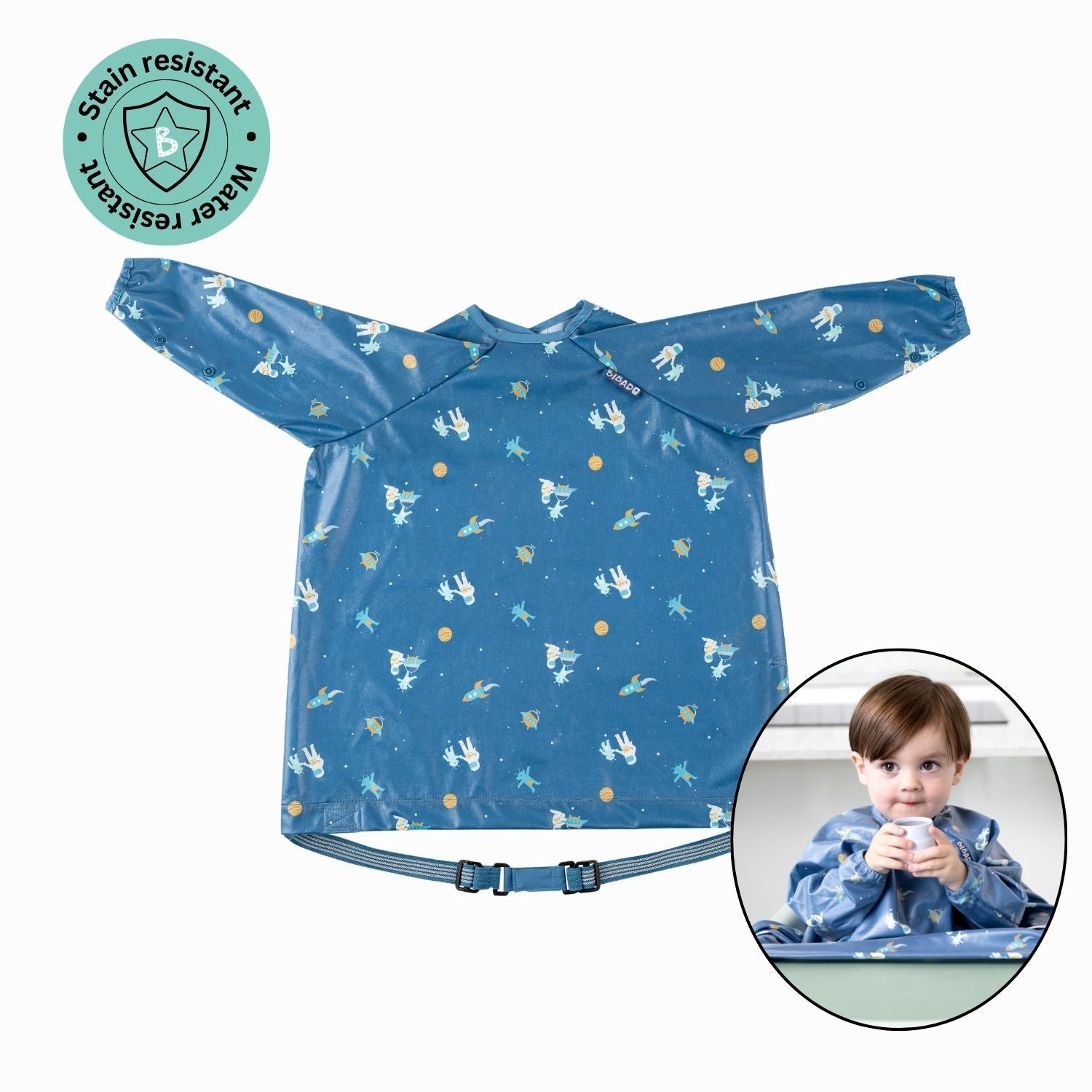 Bibado Long Sleeve Coverall Weaning Bib Astro Adventure - BIB104