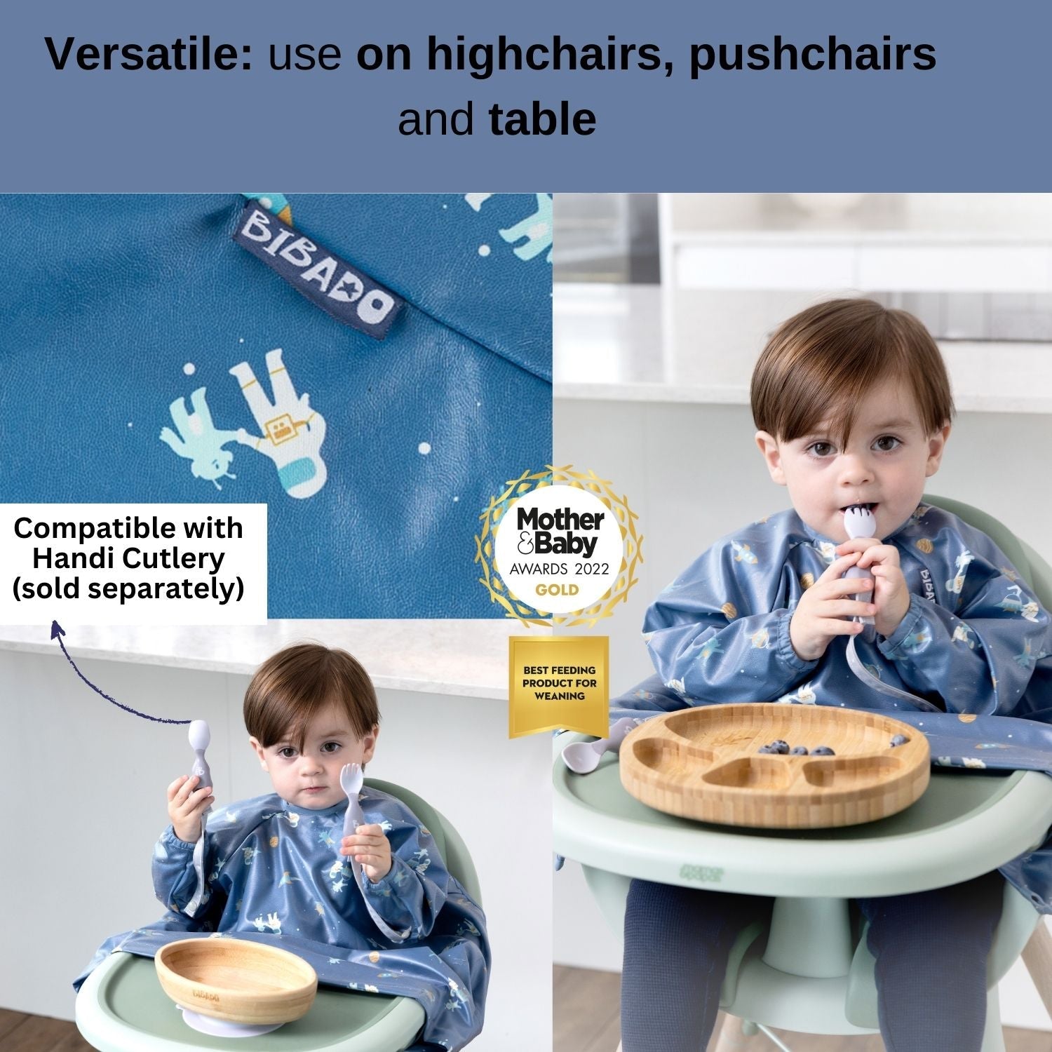 Bibado Long Sleeve Coverall Weaning Bib Astro Adventure - BIB104