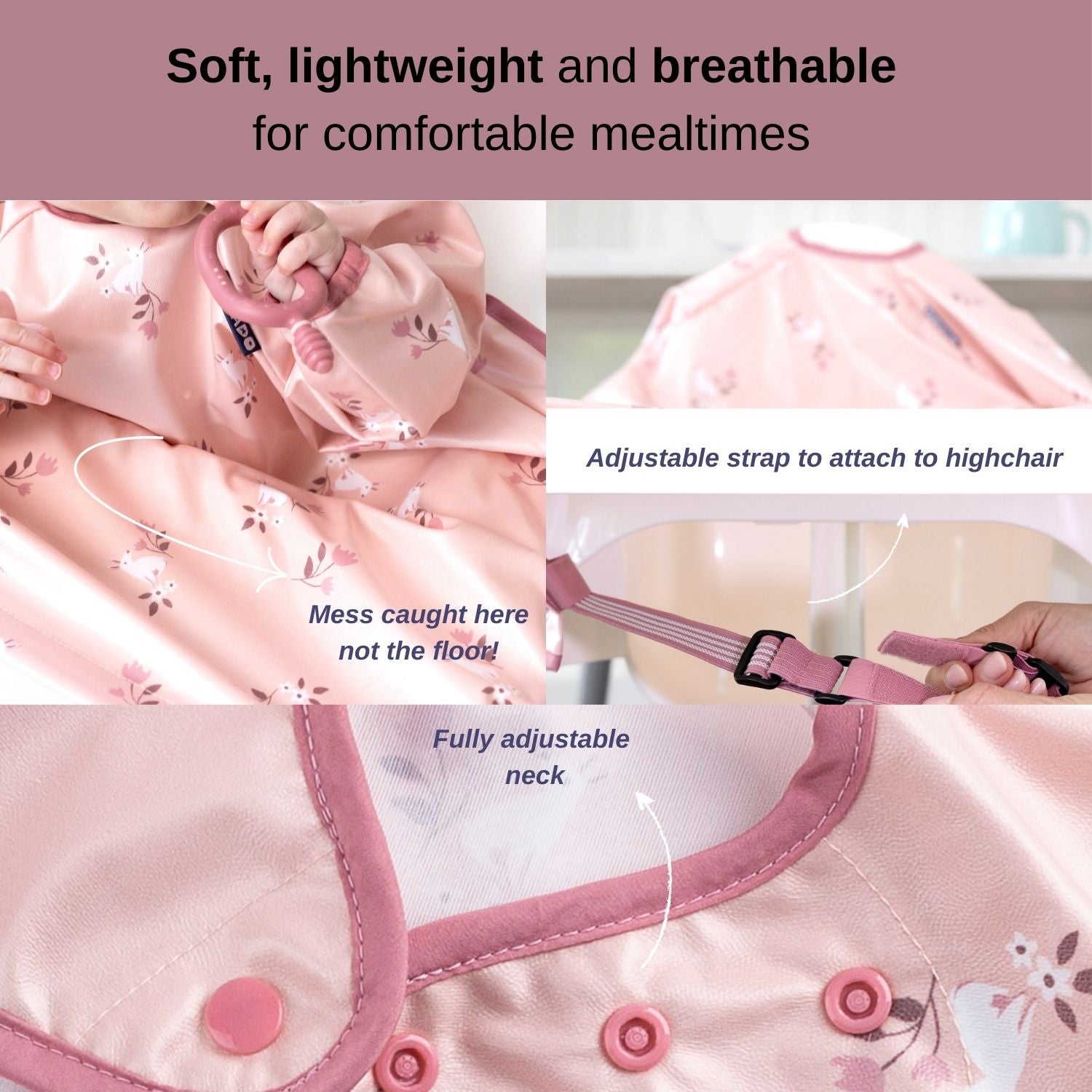 Bibado Long Sleeve Coverall Weaning Bib Curious Cottontails - BIB106