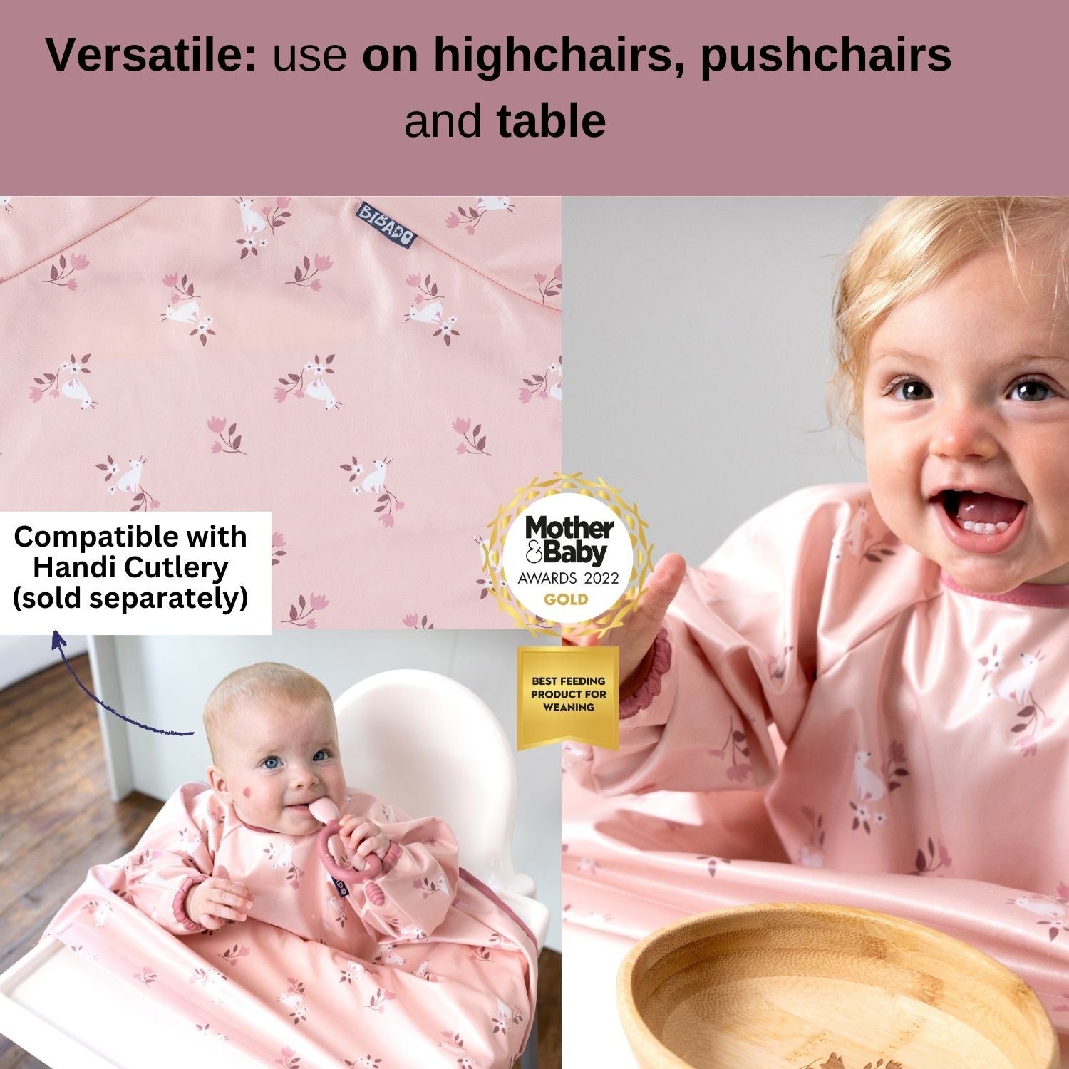 Bibado Long Sleeve Coverall Weaning Bib Curious Cottontails - BIB106
