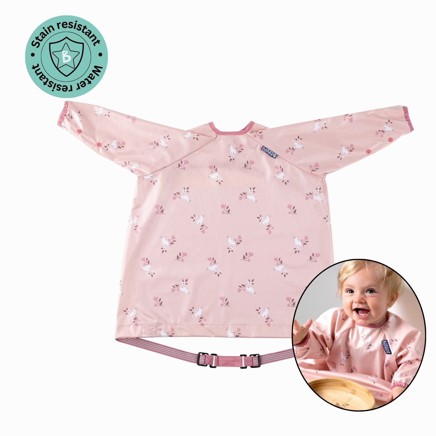 Bibado Long Sleeve Coverall Weaning Bib Curious Cottontails - BIB106